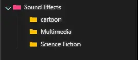 Folder tree with cascade off: child folders stay the default yellow instead of taking the parent folder's color